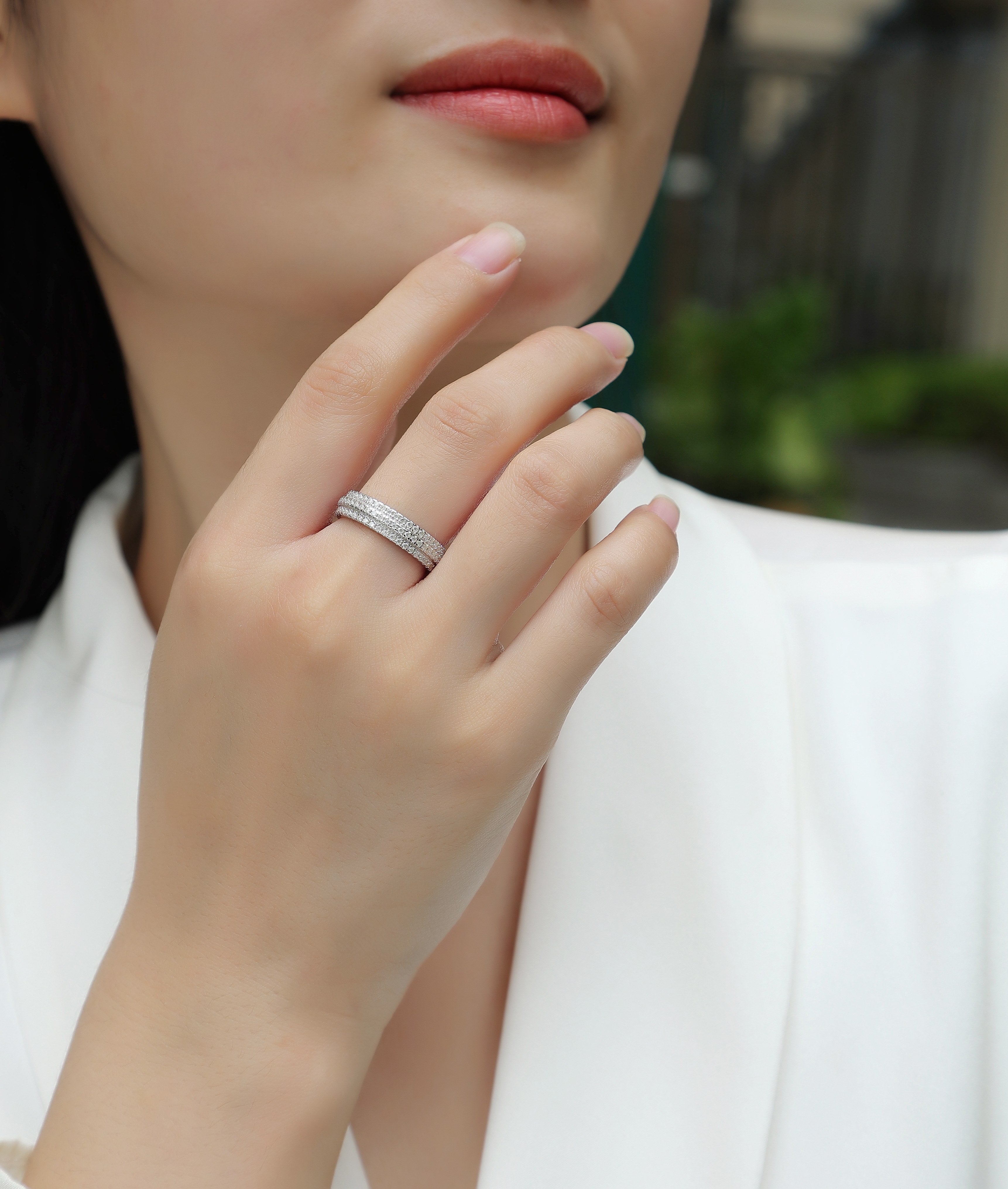 Gentle Melody - A Wedding Ring Set With Top-quality Moissanite S925 Silver And Platinum-plated Diamond Can Be Tested With A Diamond Pen. The Ring Is In Gold And Rose Gold