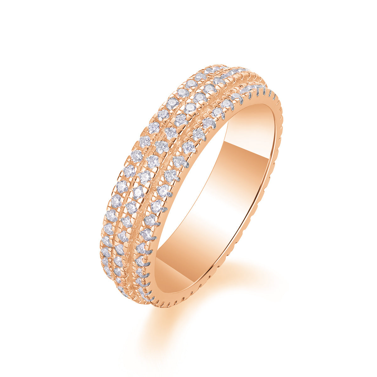 Gentle Melody - A Wedding Ring Set With Top-quality Moissanite S925 Silver And Platinum-plated Diamond Can Be Tested With A Diamond Pen. The Ring Is In Gold And Rose Gold
