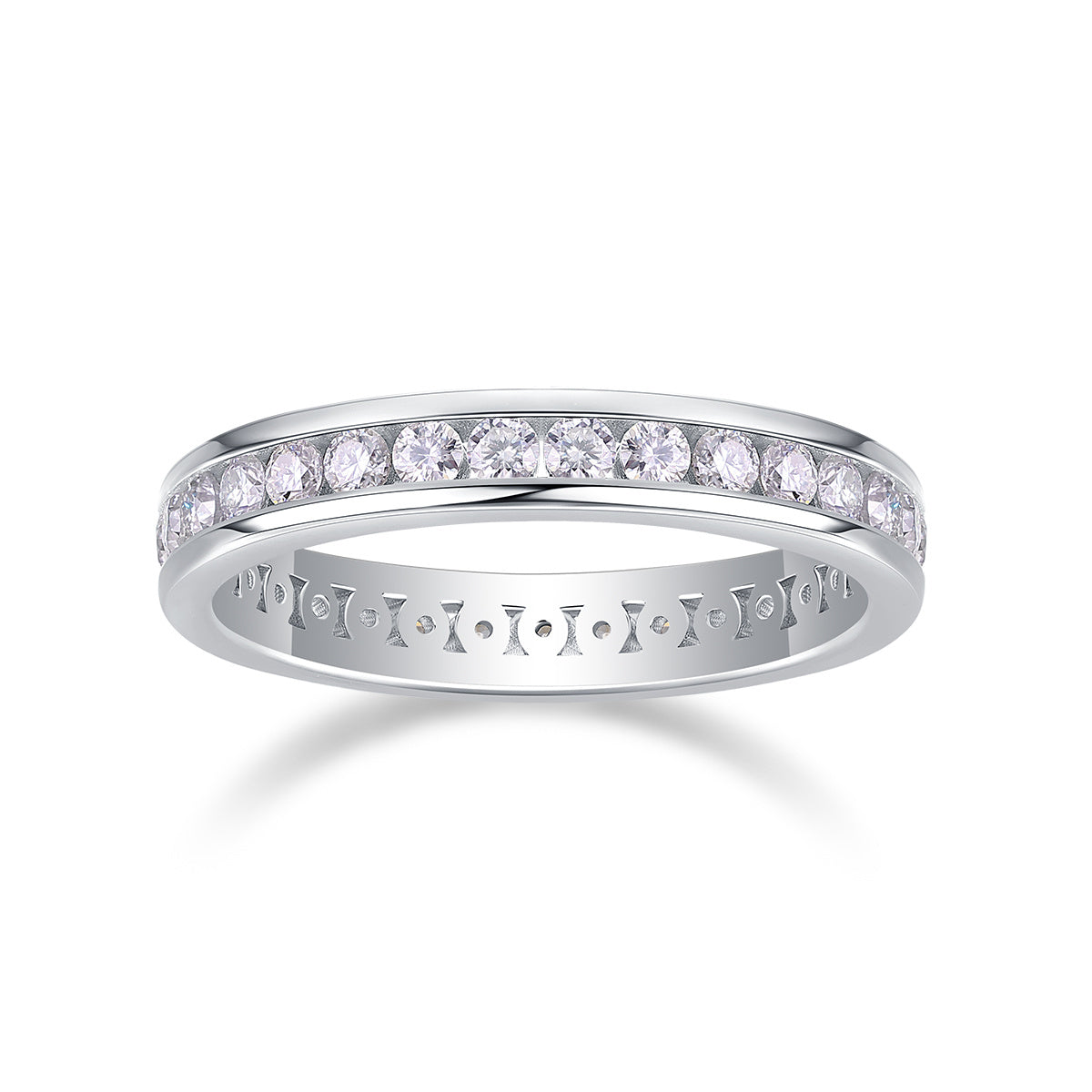 Fashionable Star Ring - Set With Top-quality Moissanite S925 Silver And Platinum-plated Diamond Wedding Ring. The Ring Can Be Inspected With A Diamond Pen