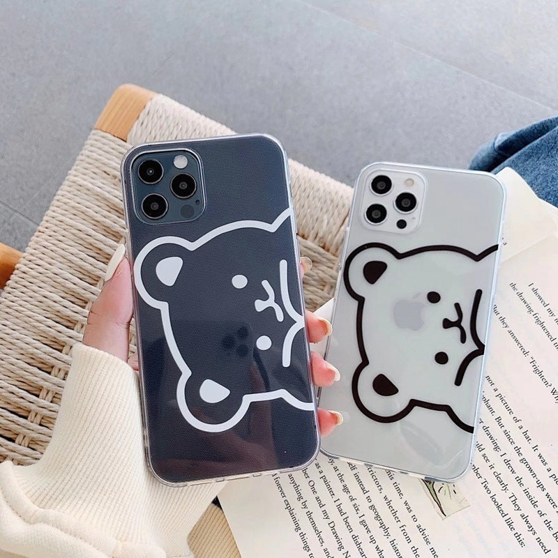 Compatible with Apple, Suitable For Iphone12 Mobile Phone Shell Iphone11 Transparent XR Cartoon XS Cute 11 7 8Plus Bear