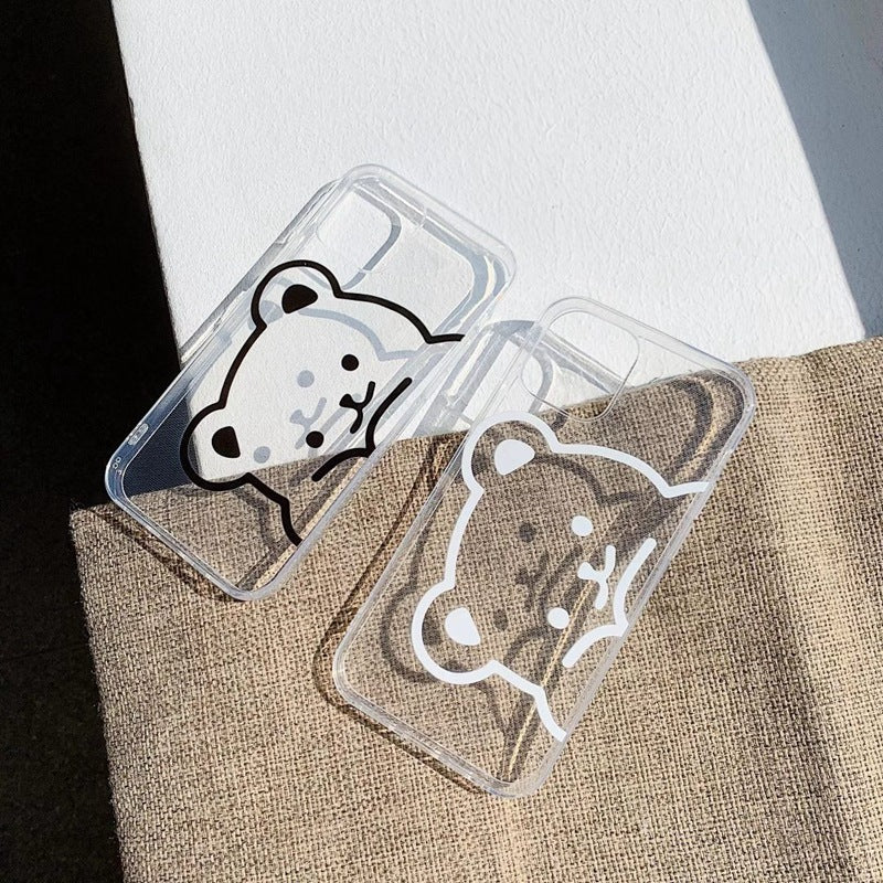 Compatible with Apple, Suitable For Iphone12 Mobile Phone Shell Iphone11 Transparent XR Cartoon XS Cute 11 7 8Plus Bear