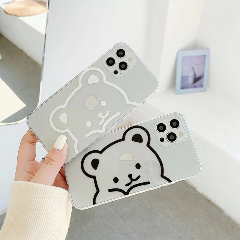 Compatible with Apple, Suitable For Iphone12 Mobile Phone Shell Iphone11 Transparent XR Cartoon XS Cute 11 7 8Plus Bear