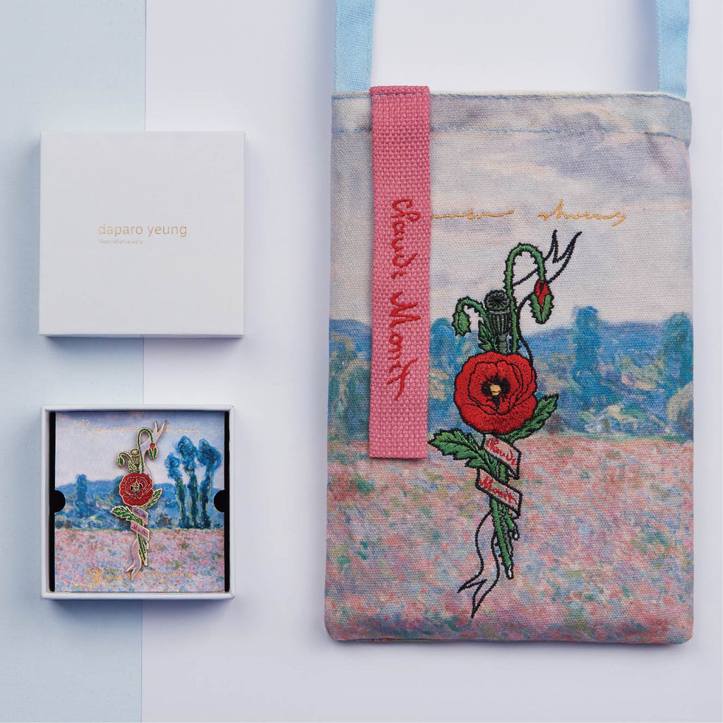 Daparo Co-Branded Monet Poppy Flower Element Brooch Creative Gift