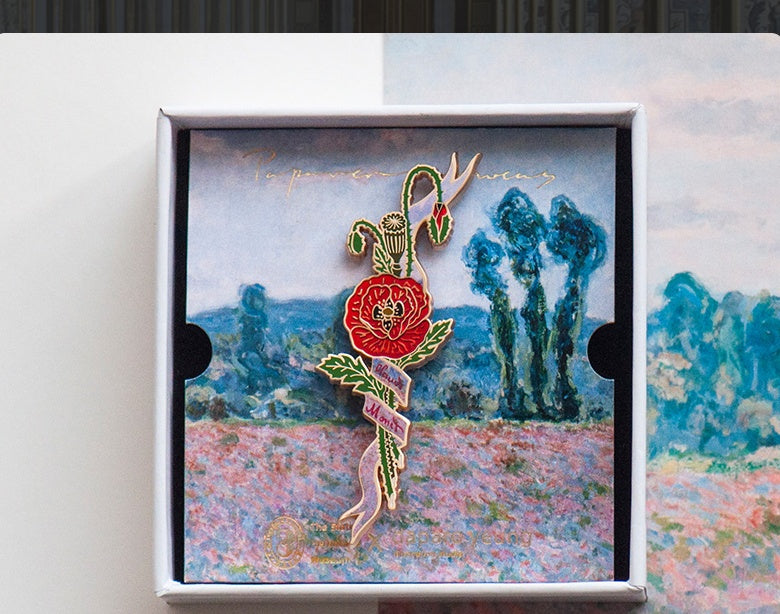 Daparo Co-Branded Monet Poppy Flower Element Brooch Creative Gift
