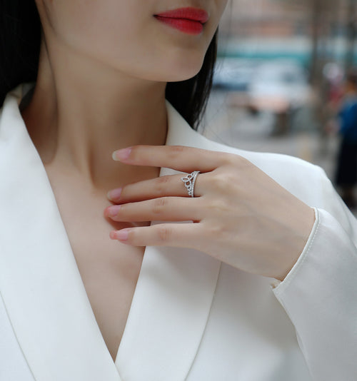 A Lively Summer Romance - A Wedding Ring Set With Top-quality Moissanite S925 Silver And Platinum-plated Diamond Can Be Tested With A Diamond Pen. The Ring Is In Gold And Rose Gold