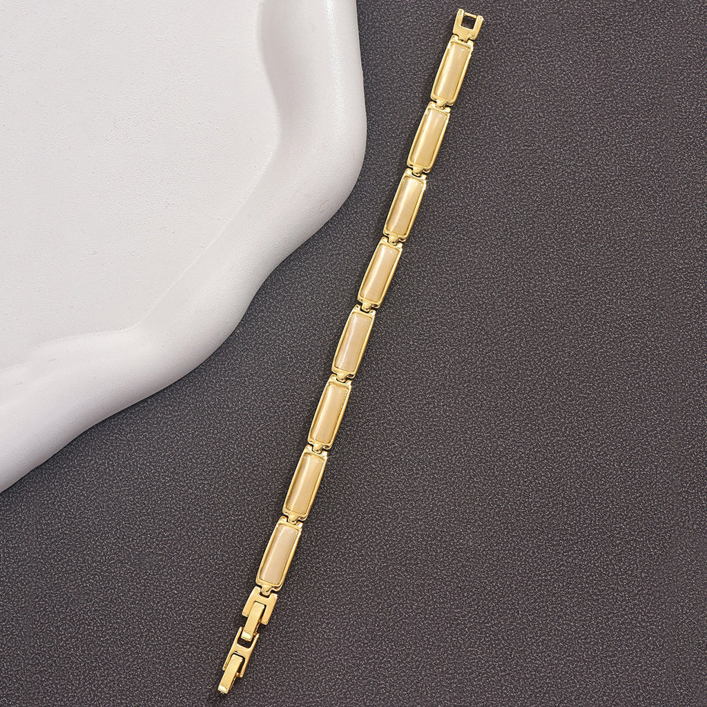 Geometric Rose Gold Opal Bracelet For Women