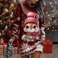 Christmas Print Long Sleeve Women's Dress