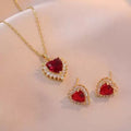 Fashion Micro-inlaid Pendant Ruby Heart Necklace