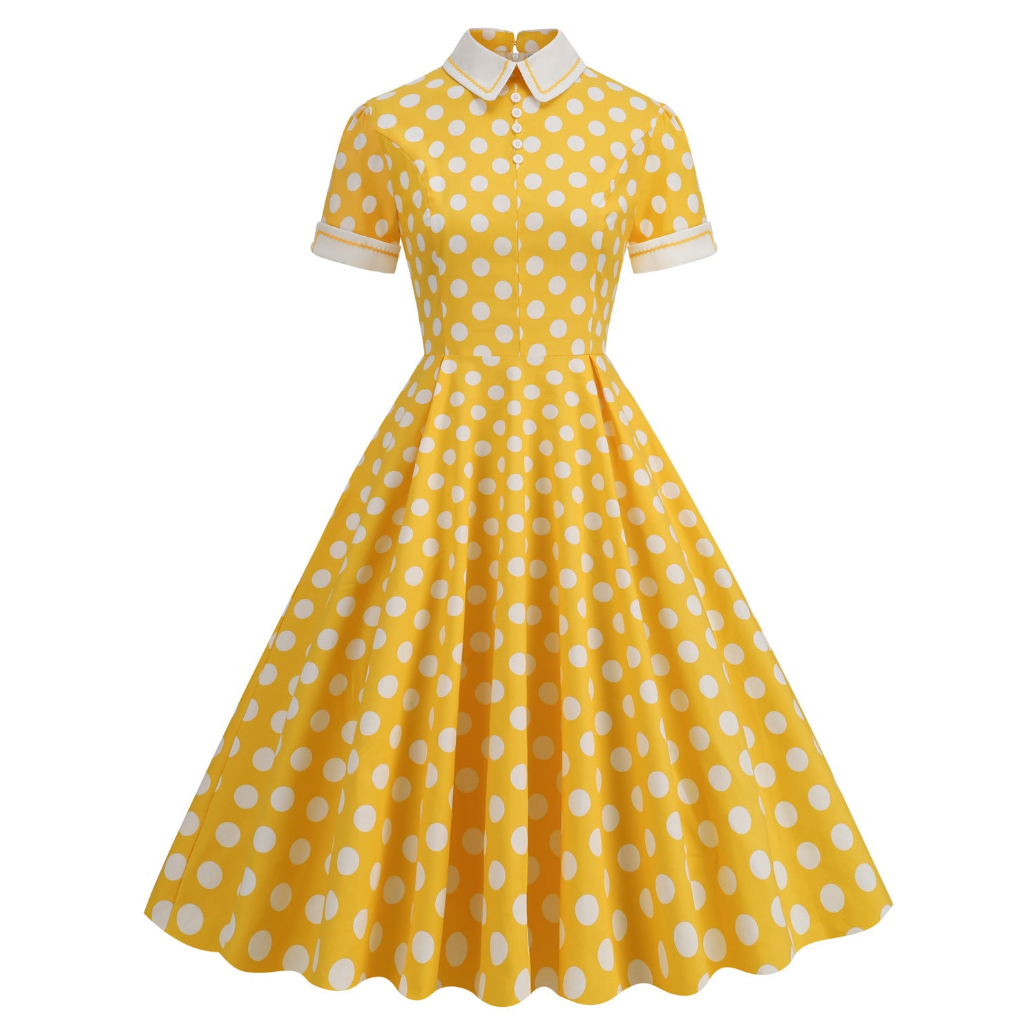 Elegant Polka Dot Photo Maxi Skirt Retro Dress