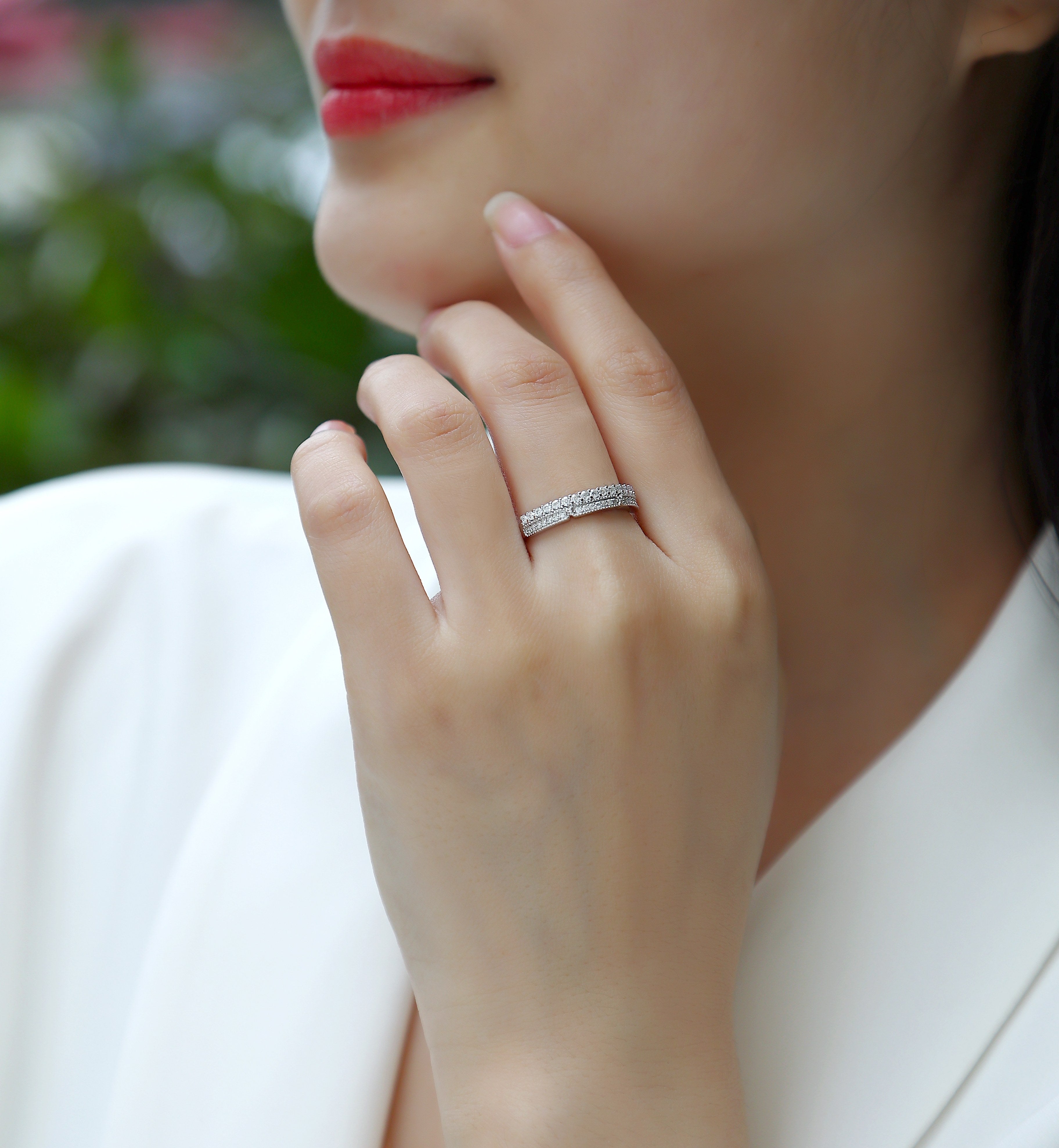 Deep Sea Secret Realm - A Wedding Ring Set With Top-quality Moissanite S925 Silver And Platinum-plated Diamond Can Be Tested With A Diamond Pen