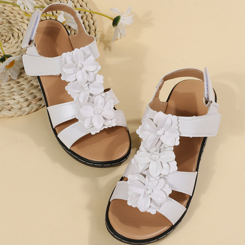 Flowers Sandals Summer Velcro Wedges ShoesFlowers Sandals