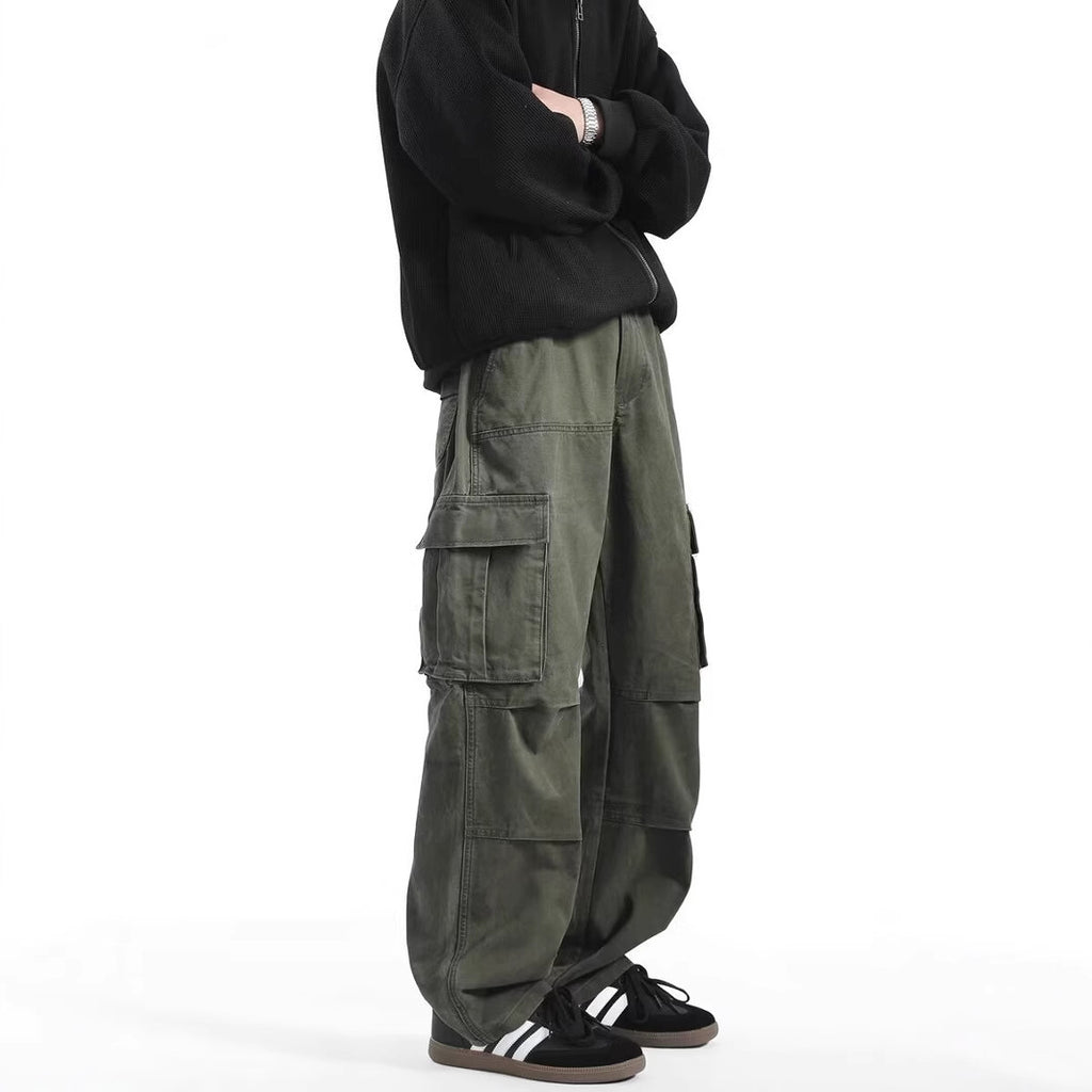 American Retro High Street Multi-pocket Cargo Pants Men