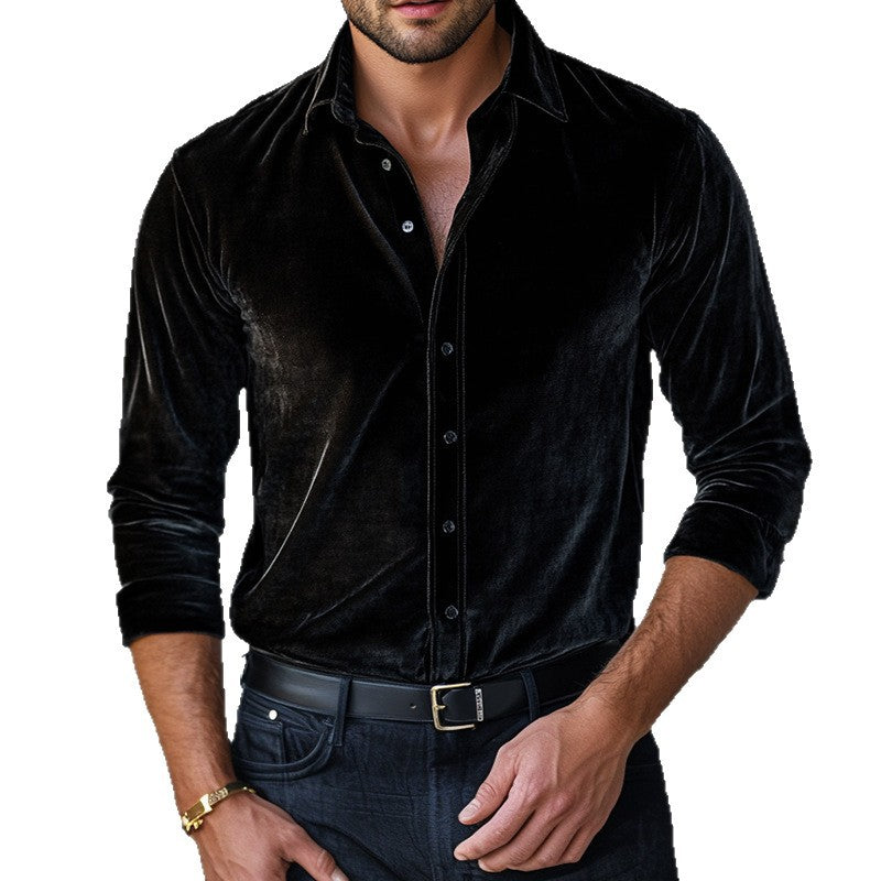 Casual Autumn And Winter Long Sleeve Solid Color Shirt For Men