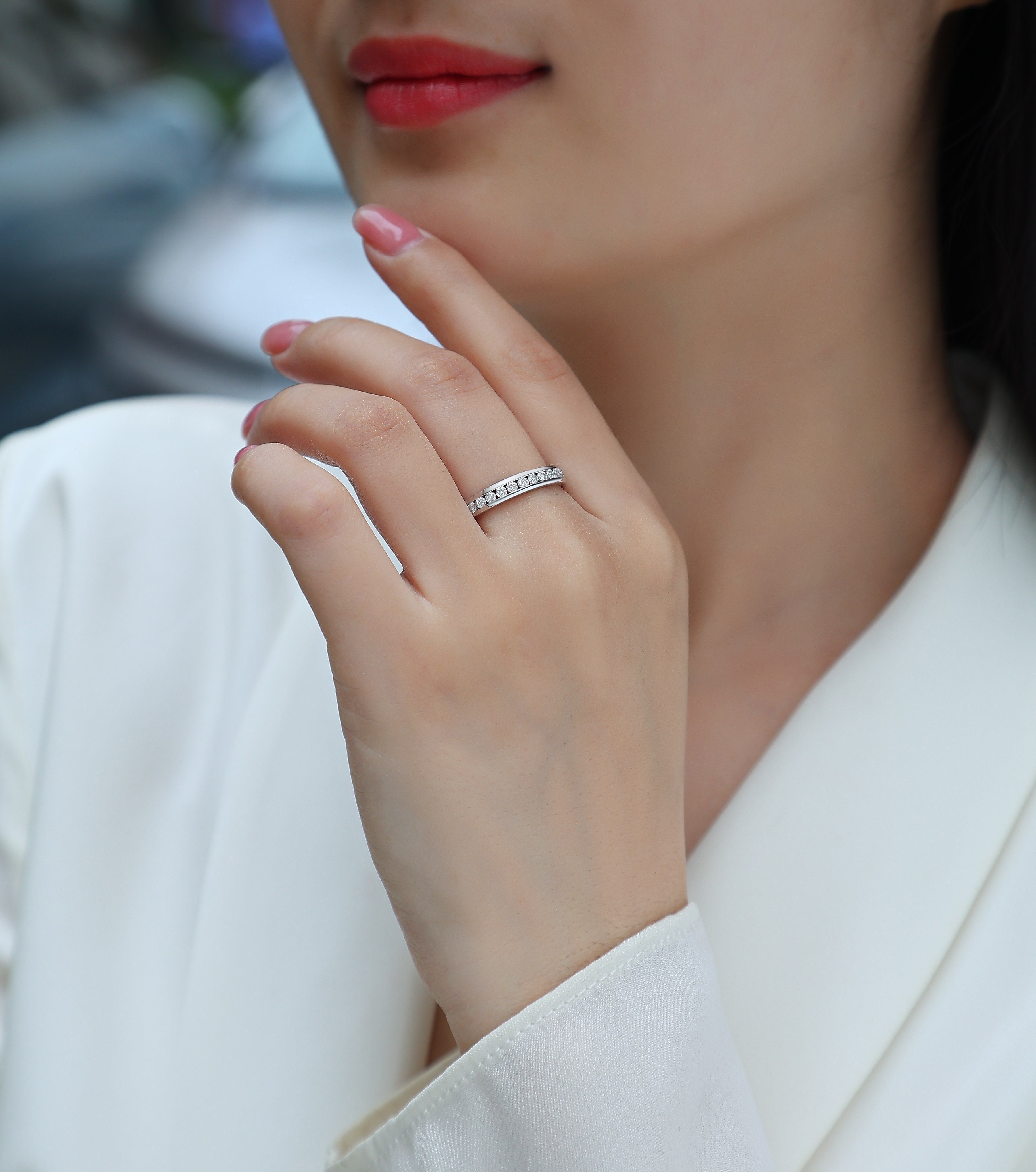 Fashionable Star Ring - Set With Top-quality Moissanite S925 Silver And Platinum-plated Diamond Wedding Ring. The Ring Can Be Inspected With A Diamond Pen