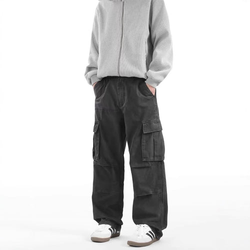 American Retro High Street Multi-pocket Cargo Pants Men