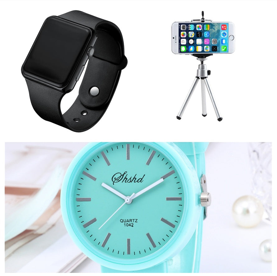 Girls Casual Candy Color Jelly Watch Students