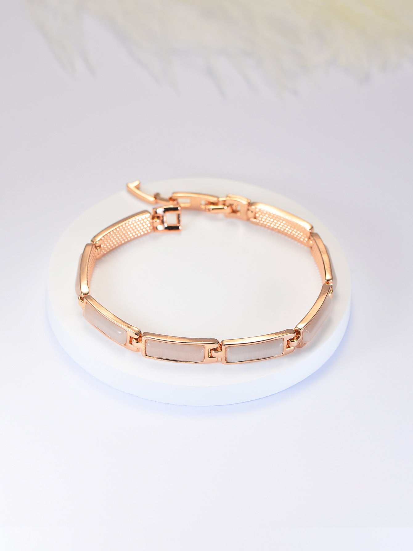 Geometric Rose Gold Opal Bracelet For Women