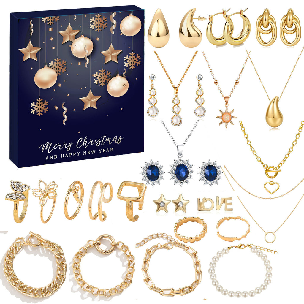 Calendar Advent Earrings Necklace Bracelet Gift Box For Women