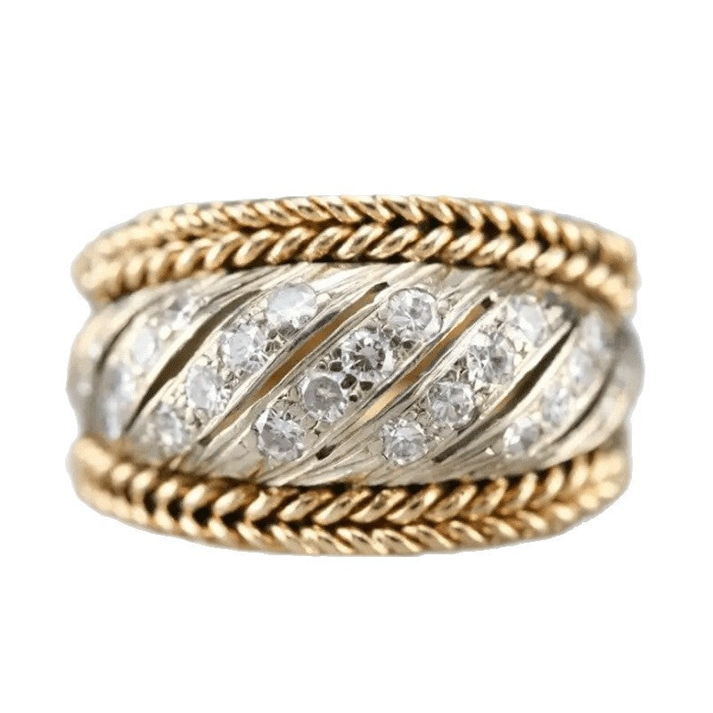 Fashion Two-tone Electroplated Line Ring