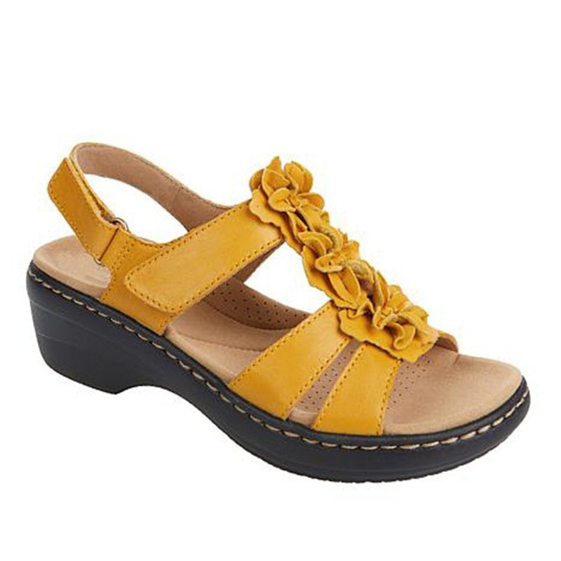 Flowers Sandals Summer Velcro Wedges ShoesFlowers Sandals