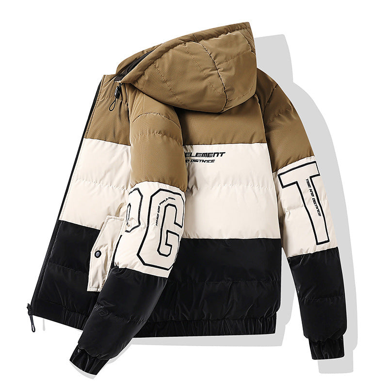 Color-blocking Euro-American Style Reversible Cotton Jacket