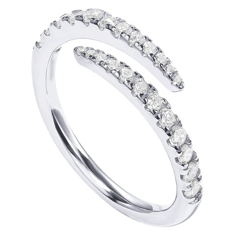 European And American Cross-border Minimalist Zircon Ring For Women, Adjustable Opening