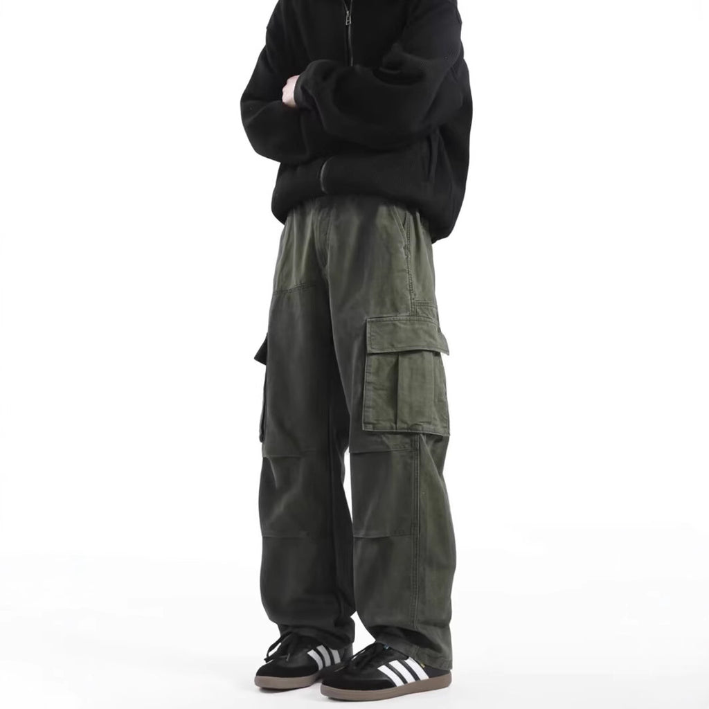 American Retro High Street Multi-pocket Cargo Pants Men