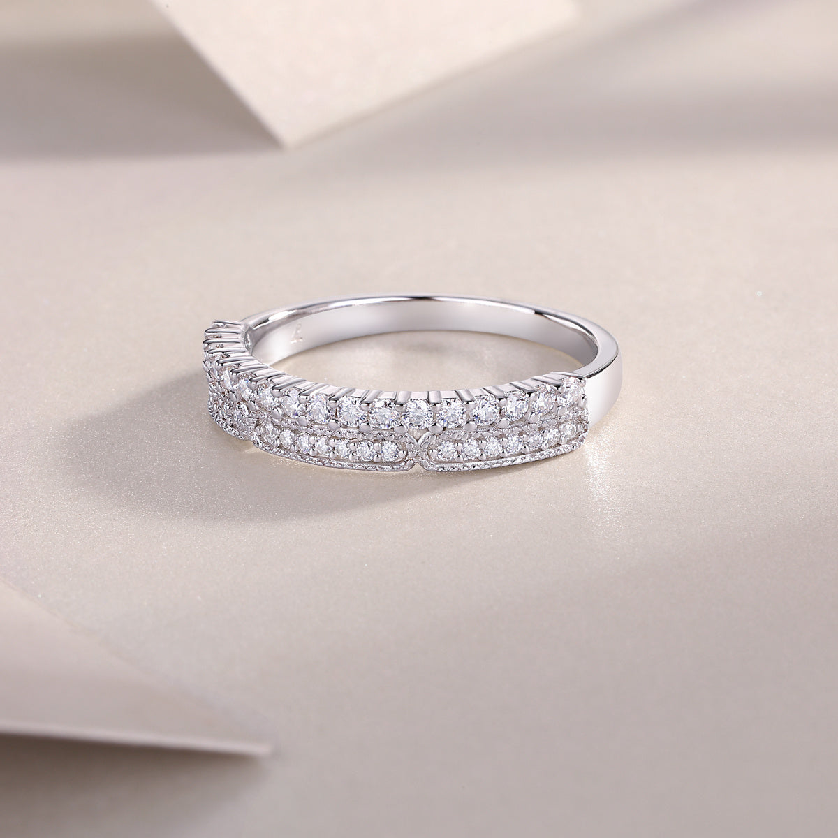 Deep Sea Secret Realm - A Wedding Ring Set With Top-quality Moissanite S925 Silver And Platinum-plated Diamond Can Be Tested With A Diamond Pen