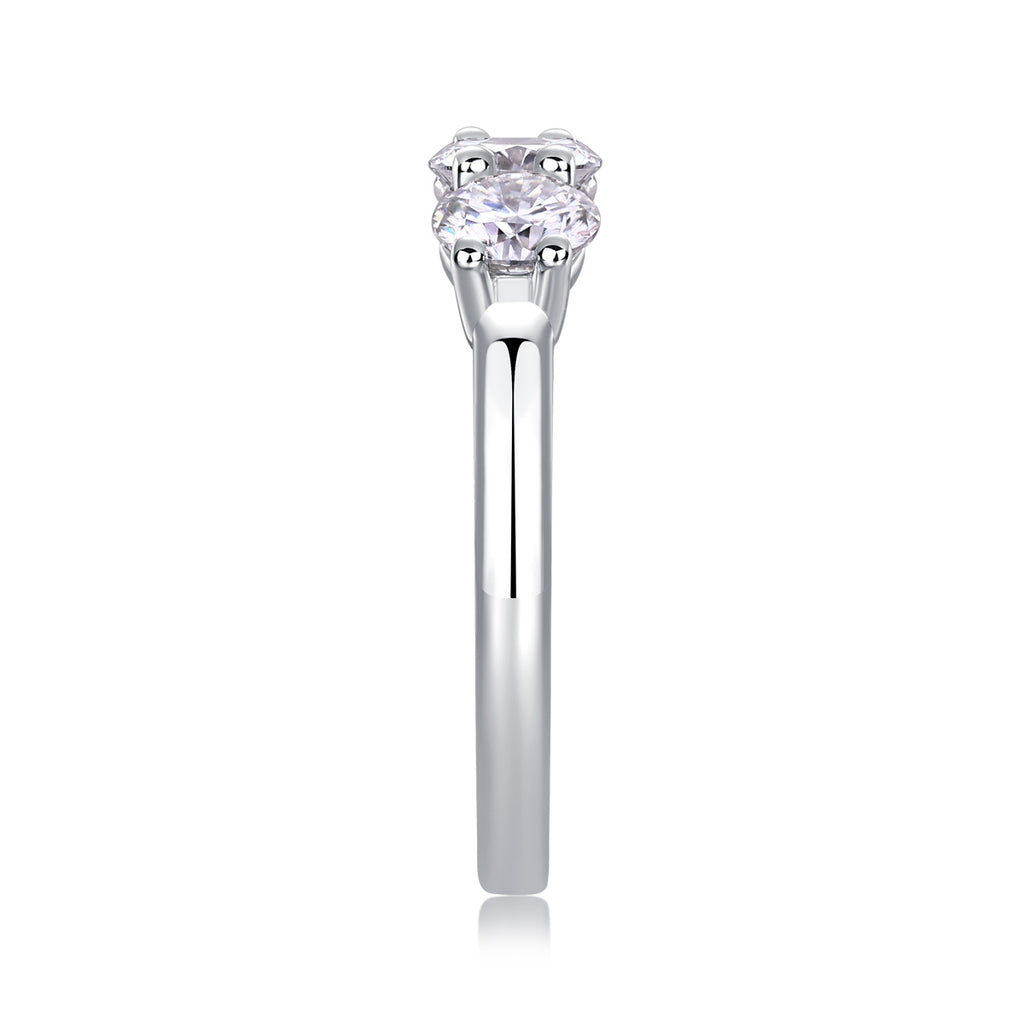 A Love Reborn Three Times - A Wedding Ring Set With 0.5-carat Top-quality Moissanite S925 Silver And Platinum-plated Diamond. The Ring Can Be Tested With A Diamond Pen In Gold And Rose Gold