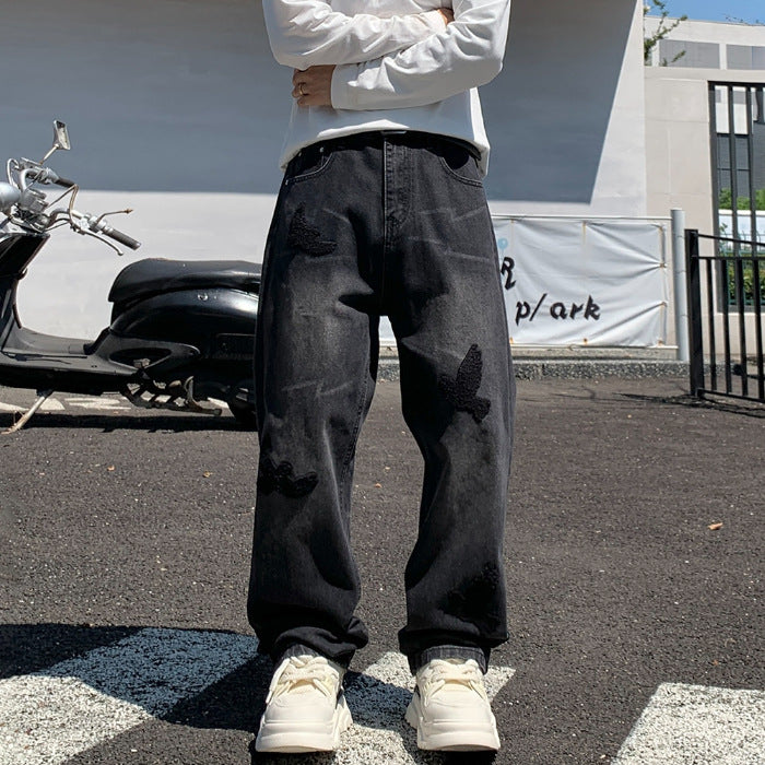 Autumn American Trendy Brand Slightly Loose Straight-leg Jeans For Men